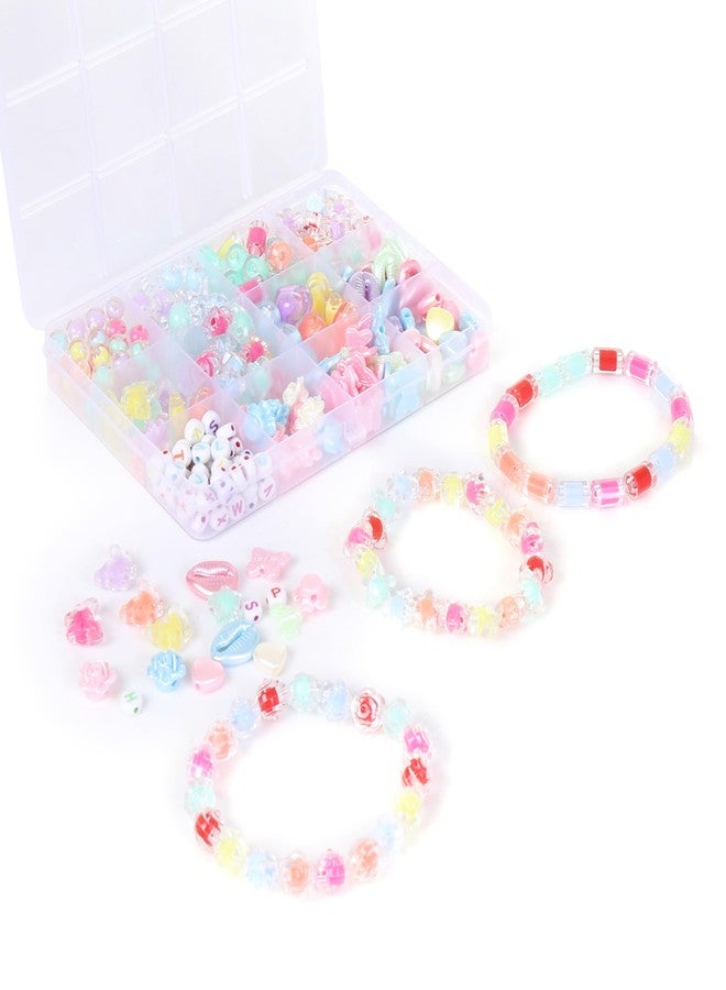 Ambitieux DIY Bracelet Making Kit for Girls - 12 Types Colorful Beads with Charms, Elastic Thread, Earrings, Clasps & Rings - Jewellery Craft Kit for Kids, Birthday Return Gift, Rakhi Special Set for 2 3 4 5 6 7 8 9 10 years (Double beads) - Image 3